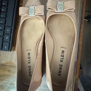 Anne Klein Nude Flats with Bow Accent